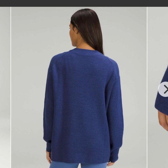Lululemon Merino Wool Blend Ribbed Crewneck Sweater Blue Size 8 Oversized - Picture 3 of 9